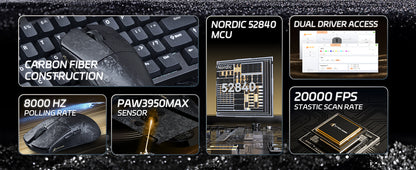 ATTACK SHARK R11 ULTRA 49g Carbon Fiber 8000Hz Wireless Gaming Maus