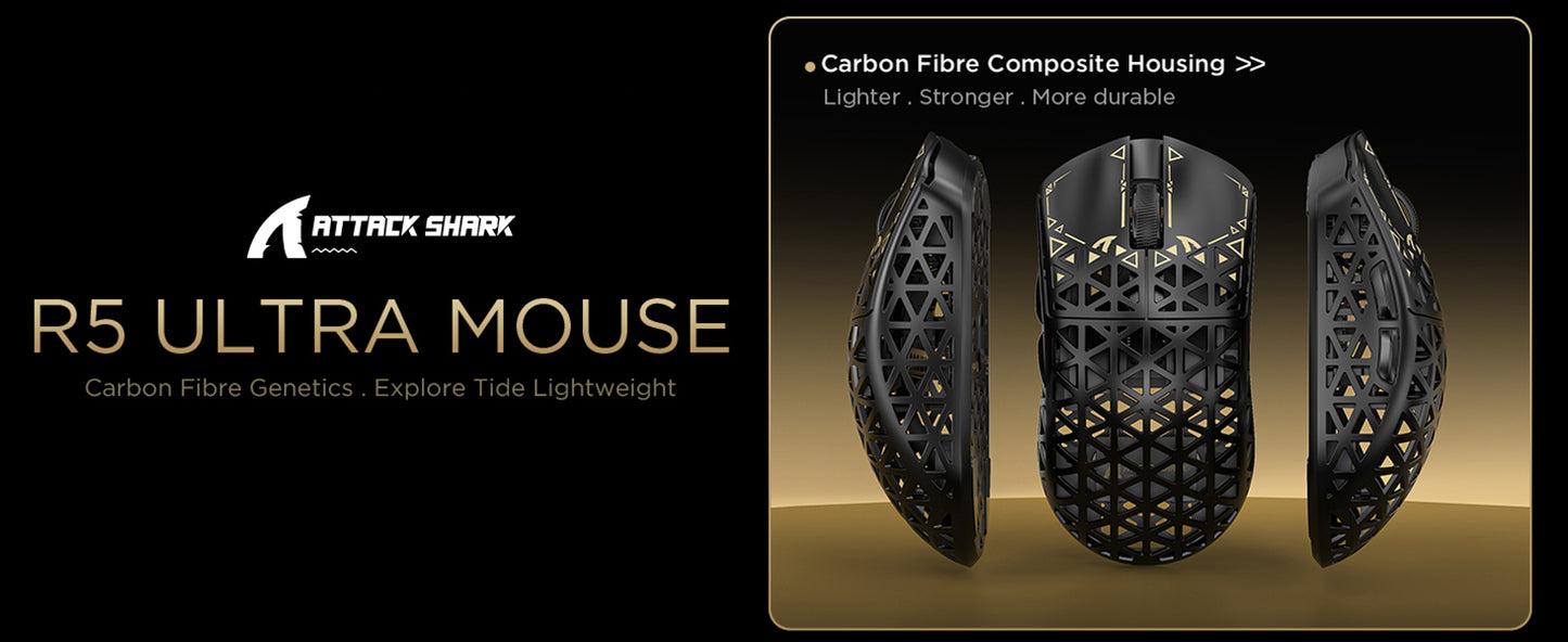 ATTACK SHARK R5 Ultra 39g Carbon Fiber 8000Hz Wireless Gaming Maus