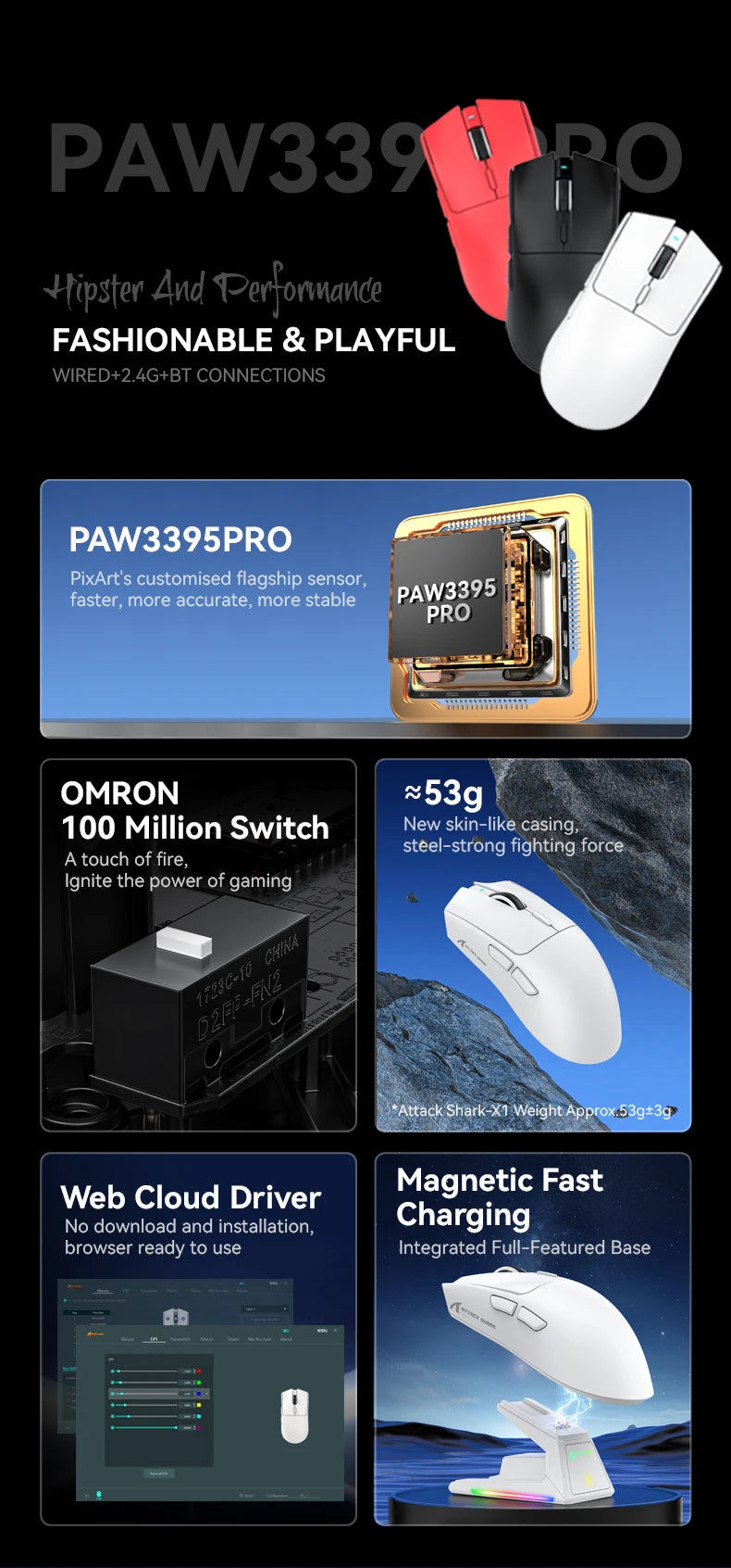 ATTACK SHARK X1 Wireless Gaming Maus