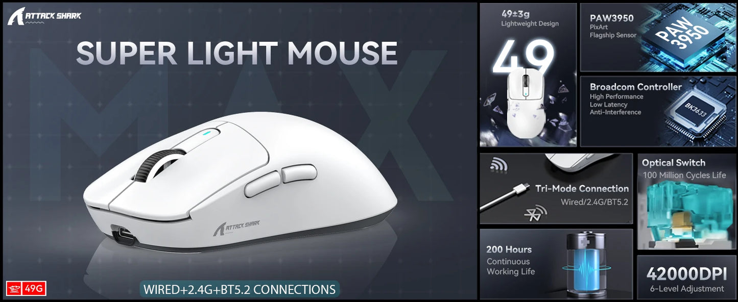 ATTACK SHARK X3 MAX Wireless Gaming Maus
