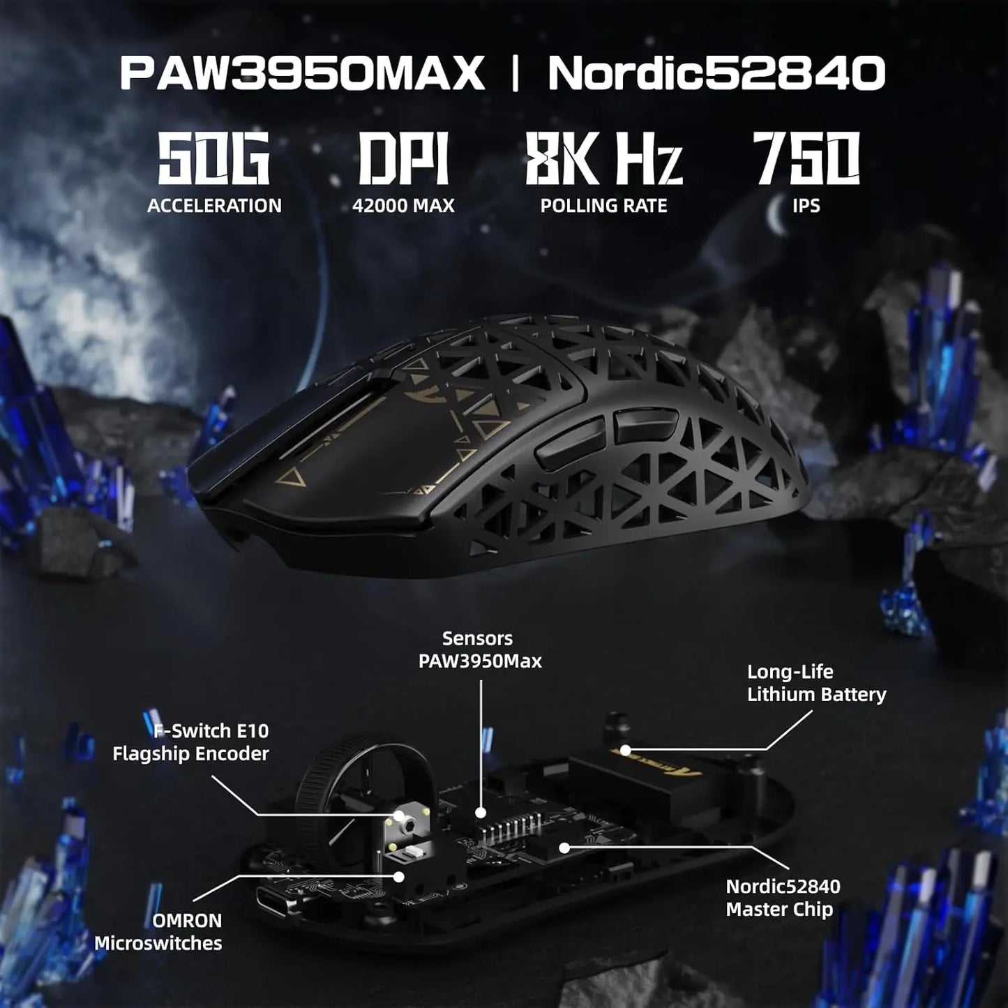 ATTACK SHARK R5 Ultra 39g Carbon Fiber 8000Hz Wireless Gaming Maus