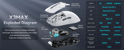 ATTACK SHARK X3 MAX Wireless Gaming Maus