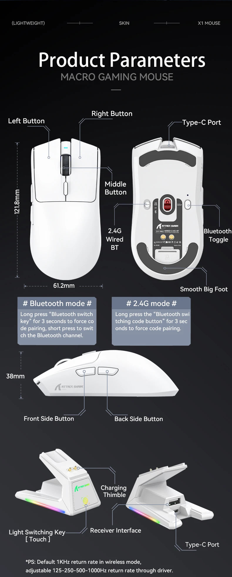 ATTACK SHARK X1 Wireless Gaming Maus
